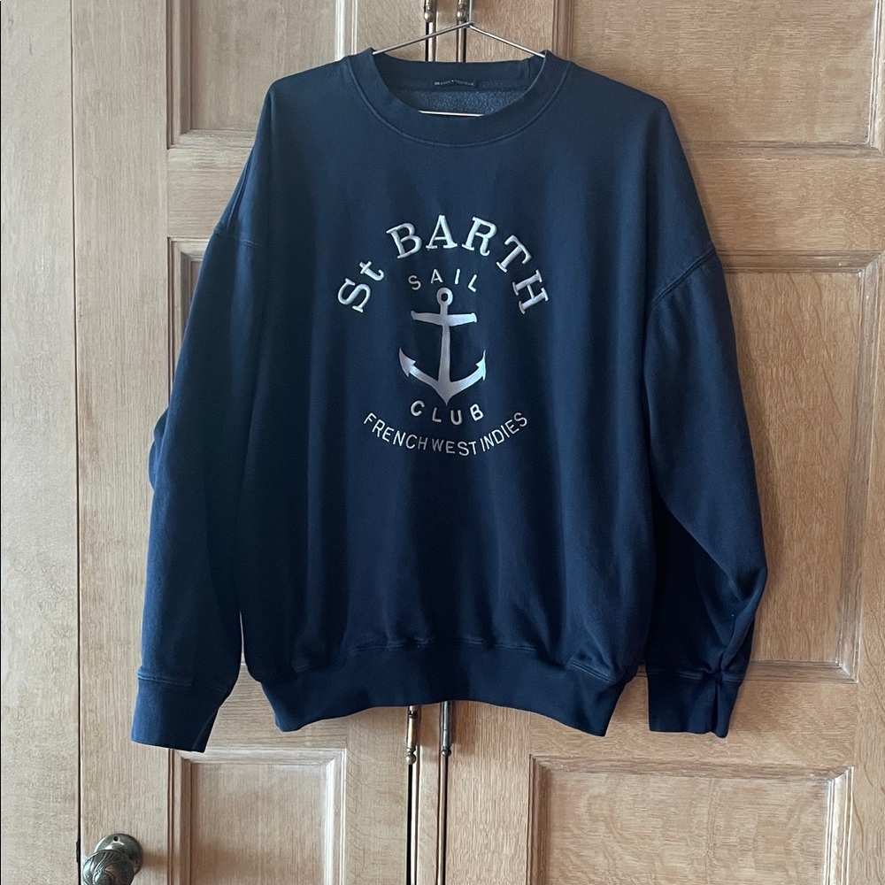 Brandy Melville Navy Sweatshirt with White Print